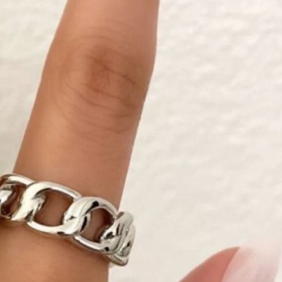 ⭐️925 Sterling Silver Cuban Link Chunky Adjustable Chain Ring Thick - Picture 6 of 6